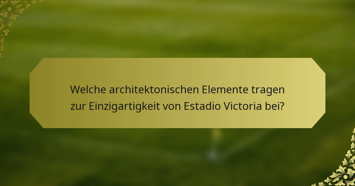 Welche architektonischen Elemente tragen zur Einzigartigkeit von Estadio Victoria bei?