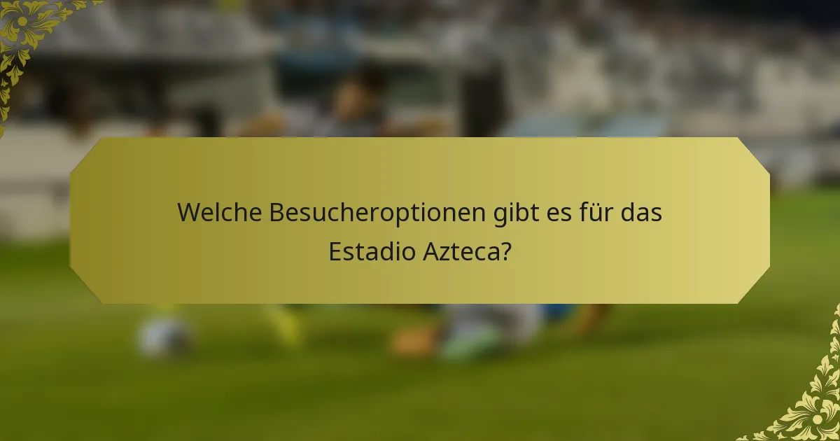 Welche Besucheroptionen gibt es für das Estadio Azteca?